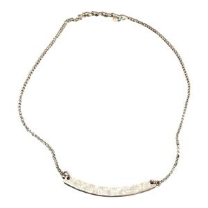 Lucky Brand Smile hammered silver necklace 11” drop JB2